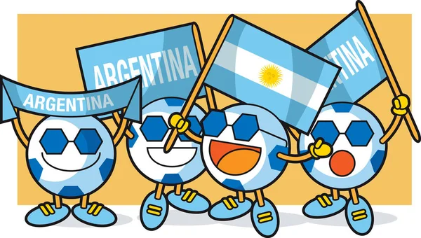 Argentina Soccer balls cartoon characters — Stock Vector