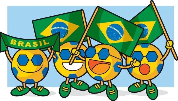 Brazilië voetballen cartoon tekens — Stockvector