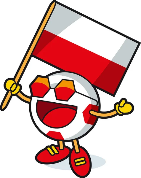 Polonia Fútbol pelota mascota — Vector de stock