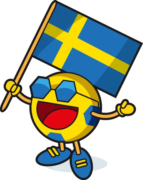 Sweden Soccer ball mascot — Stock Vector