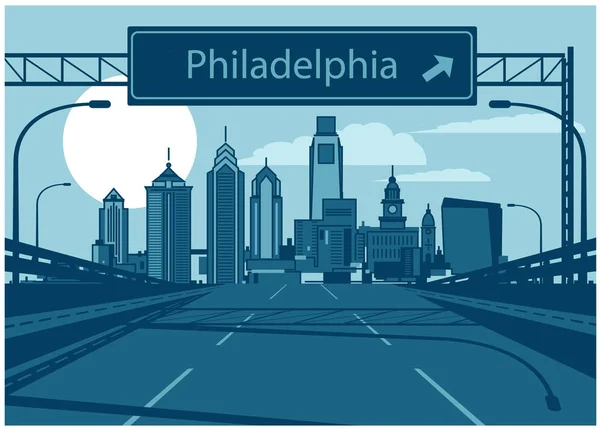 Philadelphiai Pennsylvania Vektor Skyline — Stock Vector