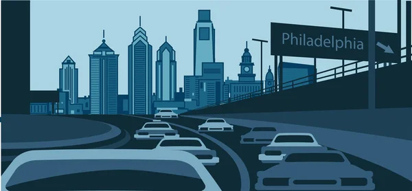 Philadelphia Pennsylvania Vector Skyline — Stockvector