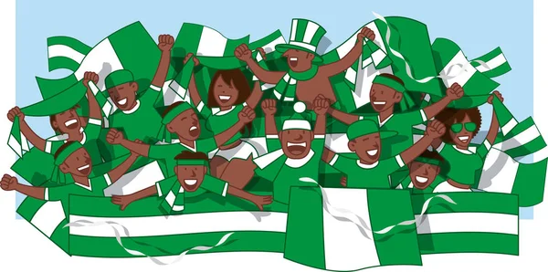 尼日利亚球迷欢呼 — 图库矢量图片