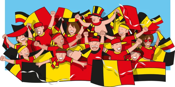 Bélgica Fanáticos Del Fútbol Animando — Vector de stock