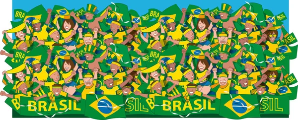 Brazilië Voetbal Fans Juichen — Stockvector
