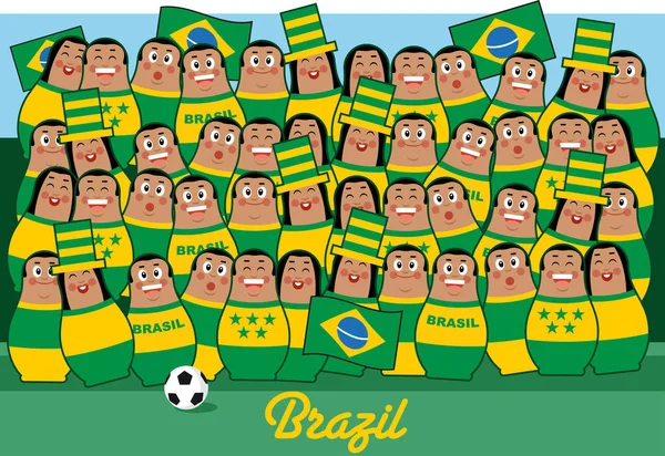 Brezilya Futbol Taraftarları Tezahürat — Stok Vektör