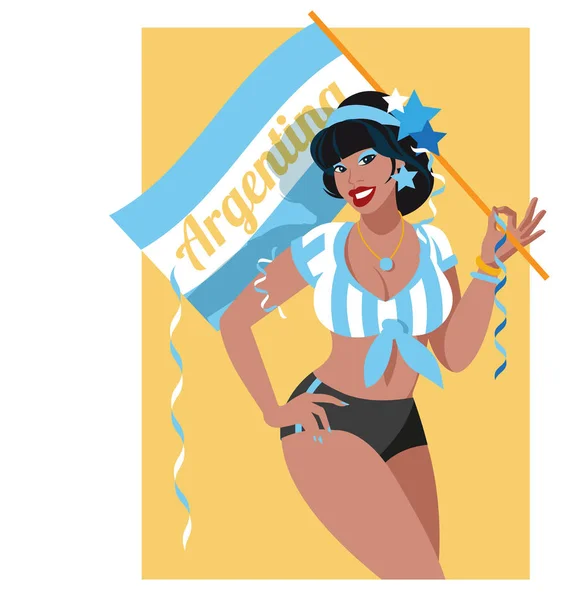 Argentina Abanico Fútbol Ondeando Bandera — Vector de stock