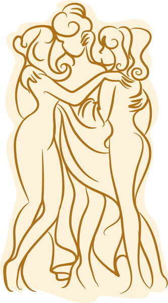 Три женщины стилизовали силуэт
