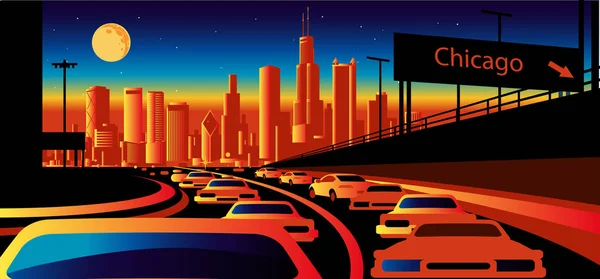 Chicago Illinois Vector Skyline — Stockvector