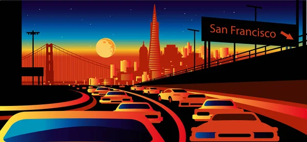 Skyline Vettoriale San Francisco — Vettoriale Stock