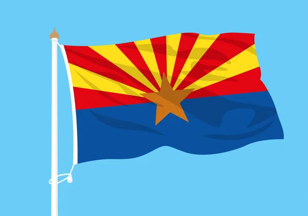 亚利桑那州 矢量旗帜飘扬在天空中 — 图库矢量图片