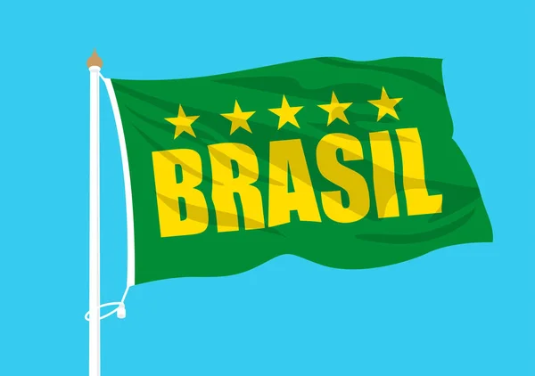 Brasil Futebol Vetor Bandeira Acenando Céu —  Vetores de Stock