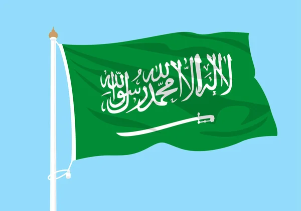 Arábia Saudita Vetor Bandeira Acenando Céu — Vetor de Stock