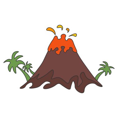 Palmiye ağaçlarıyla volkanik patlama