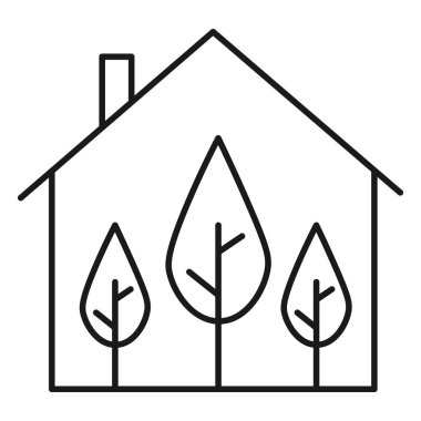 Ekolojik ikon. Çevre dostu ev. Beyaz arka planda izole edilmiş. Vektör illüstrasyonu.