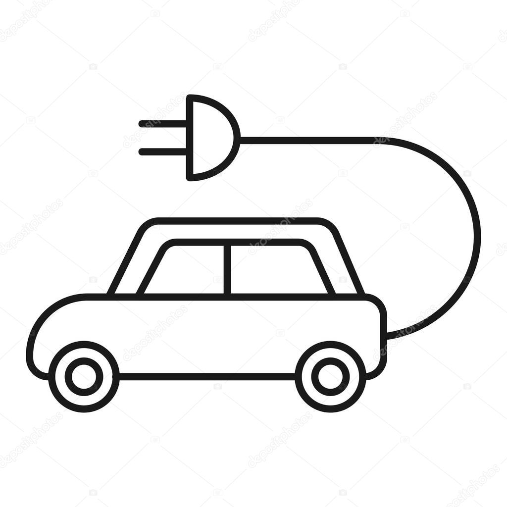 Ecological icon. Electric car. Isolated on white background. Vector illustration.