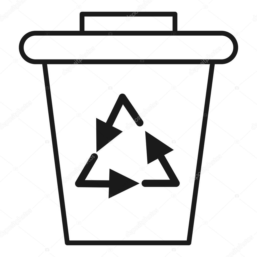 Ecological icon. Garbage container. Isolated on white background. Vector illustration.