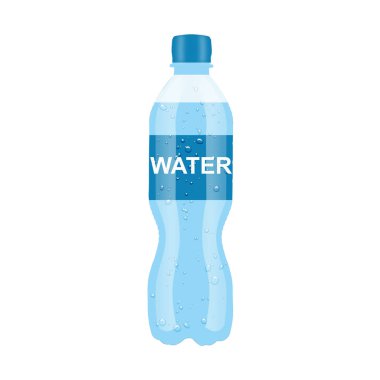 Su dolu küçük plastik şişe.