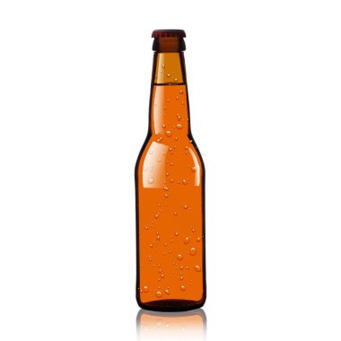 Biralı küçük kahverengi şişe.