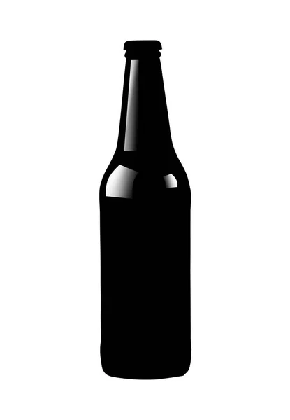 Botella negra con cerveza —  Fotos de Stock