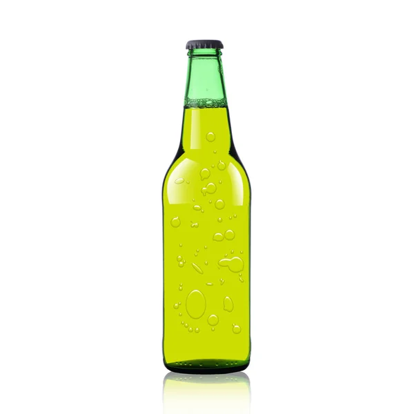 Garrafa cheia verde com cerveja — Fotografia de Stock