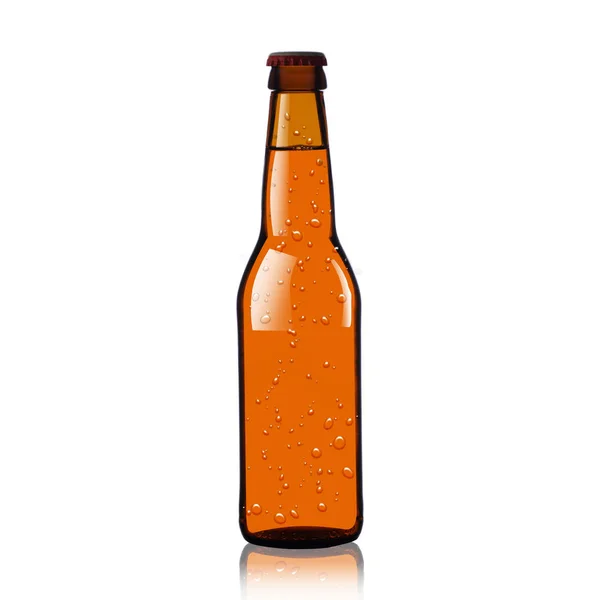 Pequena garrafa marrom com cerveja — Fotografia de Stock
