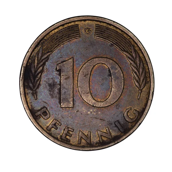 German 10 pfennig coin — Stock Photo, Image