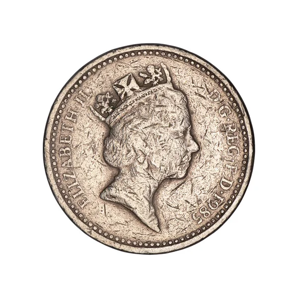 Egy font érme, koronát viselő királynővel. — Stock Fotó