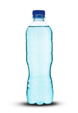 Su dolu küçük plastik şişe.