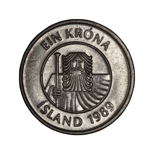 Ισλανδική μία κορώνα από το 1989 — Φωτογραφία Αρχείου
