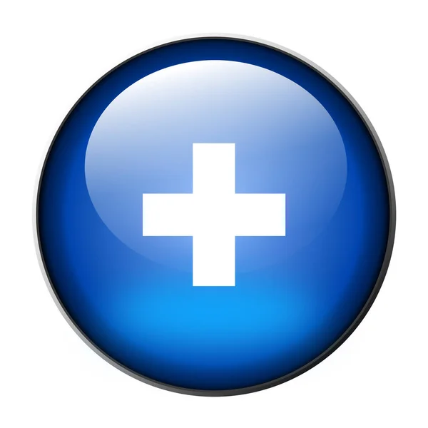 Blue button with plus — Stock Photo, Image