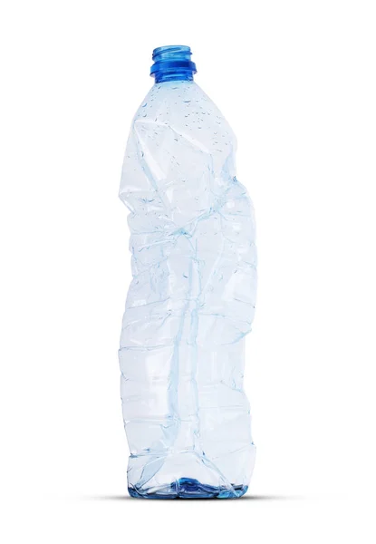 Große zerkleinerte Plastikflasche mit Tropfen — Stockfoto