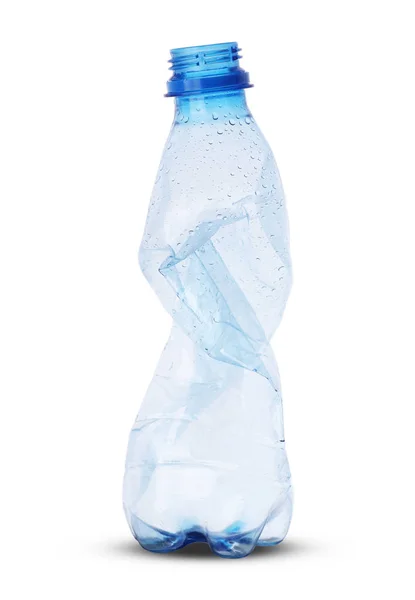 Zmačkaná malá plastová láhev vody — Stock fotografie