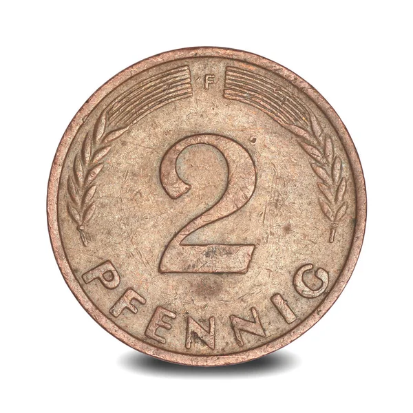 Német két pfennig érme 1970-ből — Stock Fotó