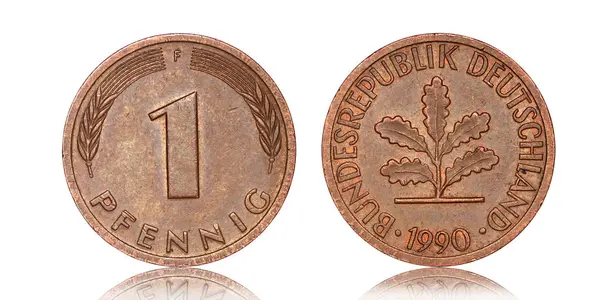 Duitse één pfennig munt uit 1990 — Stockfoto