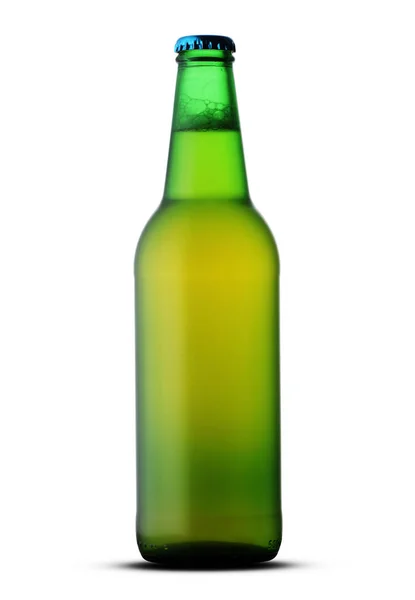 Green full bottle with beer — Stock Photo, Image