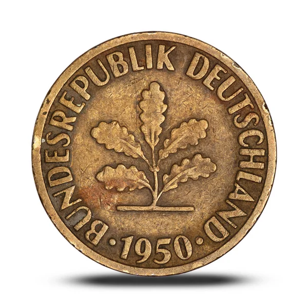 Tyska tio pfennig mynt från 1950 — Stockfoto