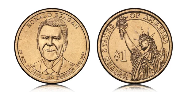 Αμερικανικό νόμισμα ενός δολαρίου με τον Ρόναλντ Ρήγκαν — Φωτογραφία Αρχείου
