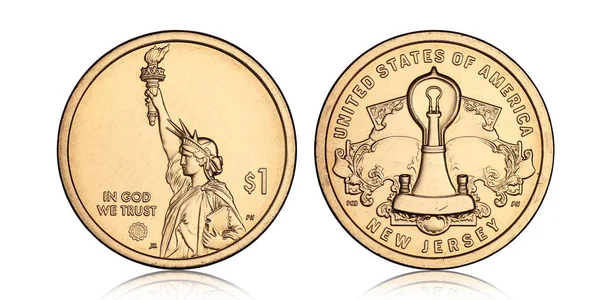 Αμερικανικό νόμισμα ενός δολαρίου με το άγαλμα της ελευθερίας — Φωτογραφία Αρχείου