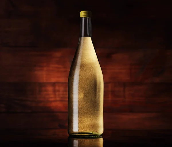 Botella llena de sidra con peras — Foto de Stock
