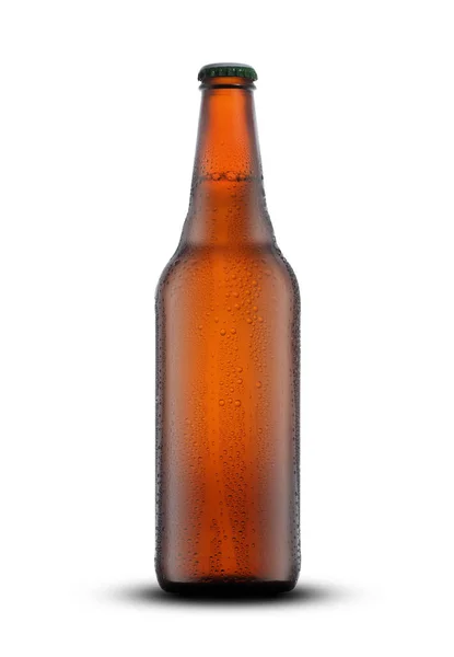 Botella marrón con cerveza — Foto de Stock