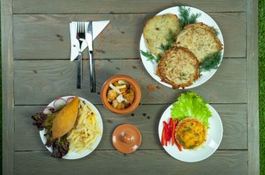 Menü Cafe Restoran ahşap arka plan için