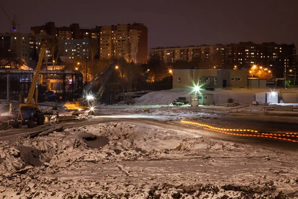 Nocne Ulice Miasta Tyumen Położony Zachodniej Syberii Rosja — Zdjęcie stockowe