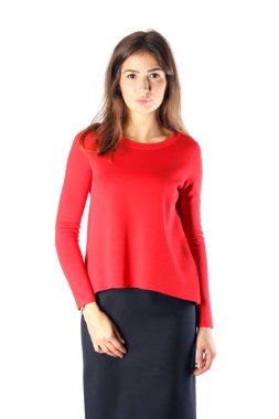 Genç izole kadın modeli gülümseme rahat