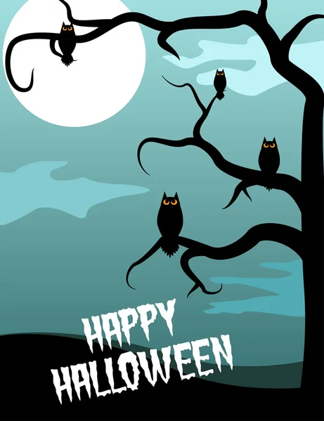 Spooky tree and owls