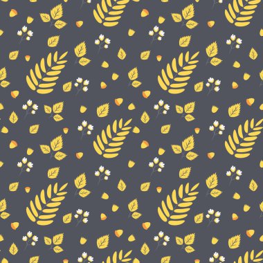 sonbahar yaprak ve çiçek deseni