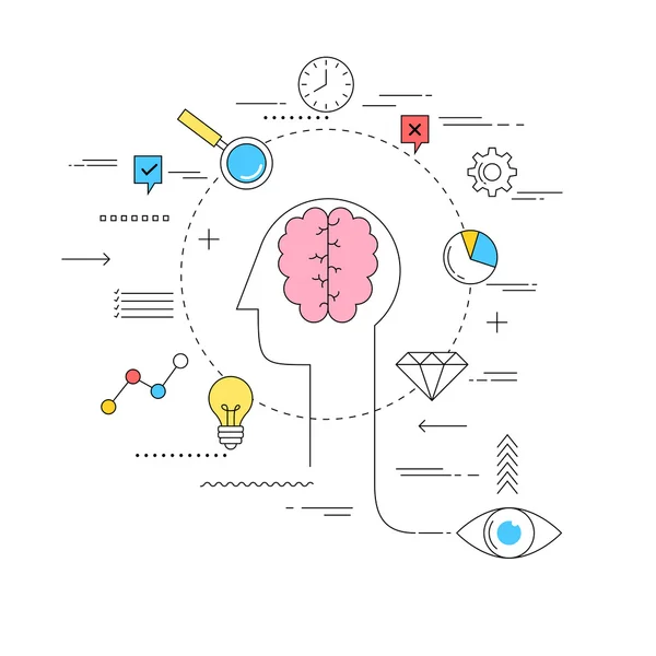 Illustration de style de ligne de concept Brain storming — Image vectorielle