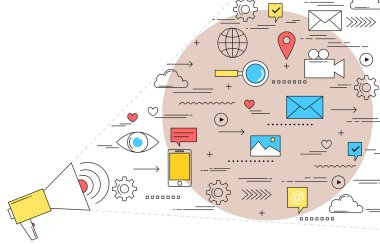 İçerik promosyon kavramı çizgi stili illüstrasyon