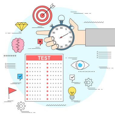 Test ve sınav kavramı çizgi stili illüstrasyon