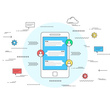 Mobil iletişim kavramı çizgi stili illüstrasyon